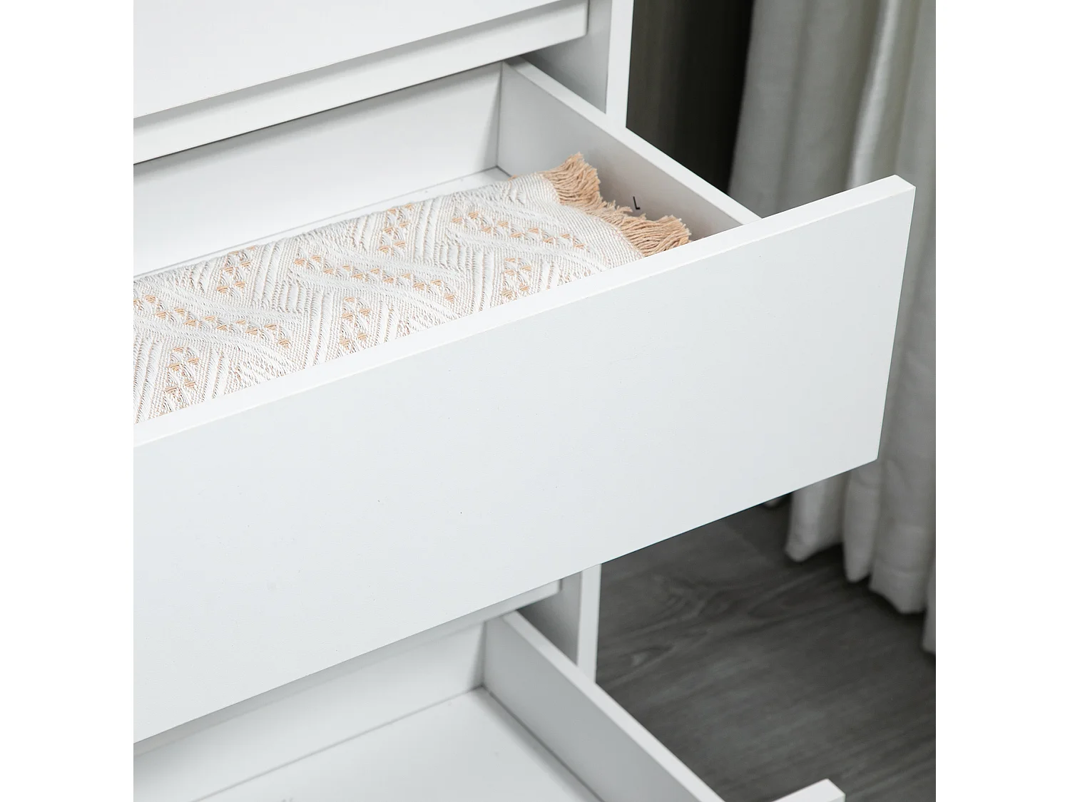 Cassettiera 5 cassetti minimal in truciolato bianco e rovere