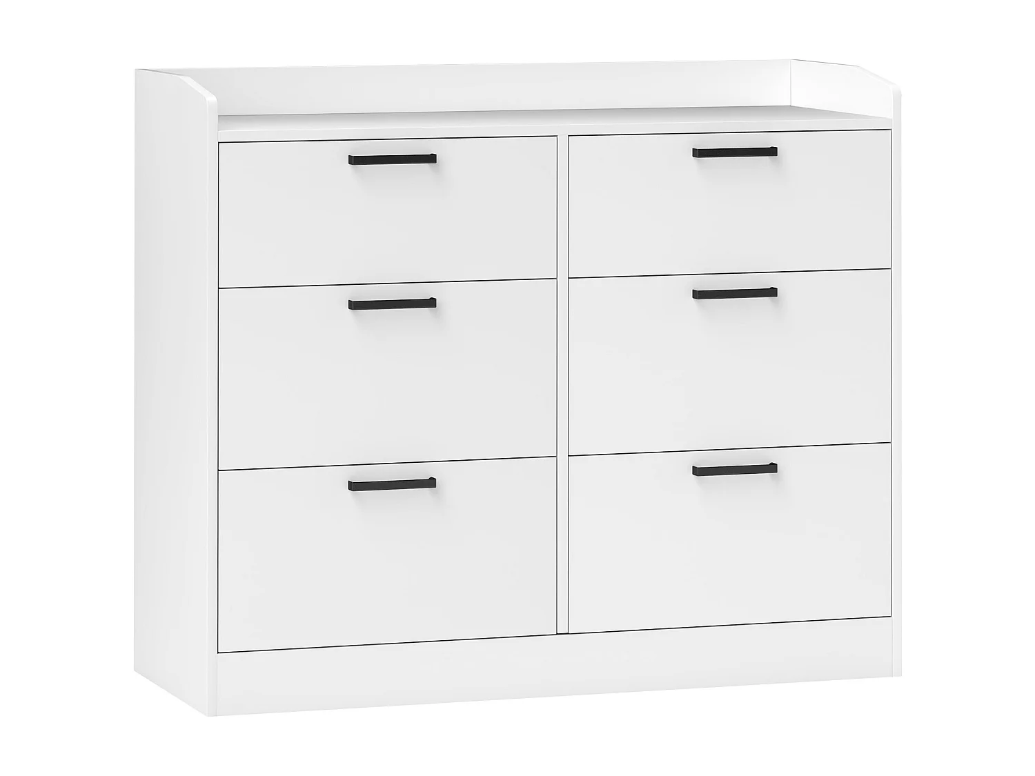 Cassettiera 6 cassetti moderna con bordi rialzati in legno bianco