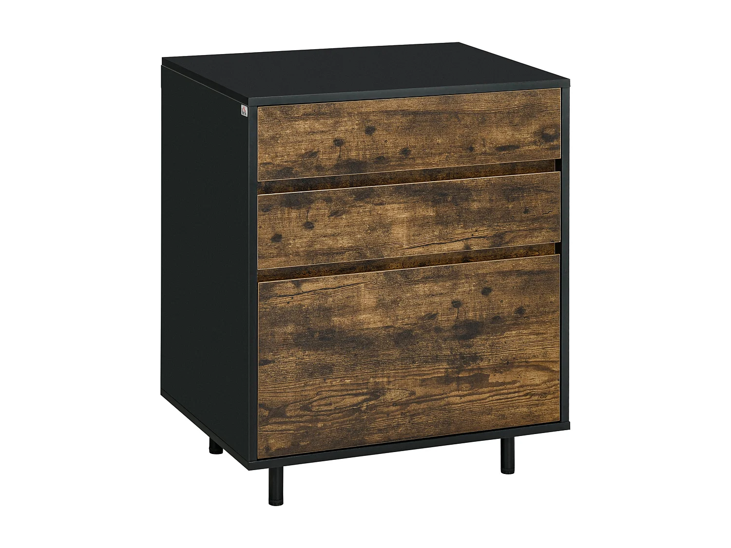 Cassettiera con 3 cassetti in truciolato dallo stile rustico