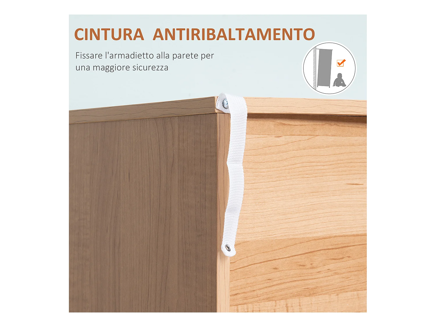 Cassettiera 3 cassetti rialzata in truciolato bianco e color legno