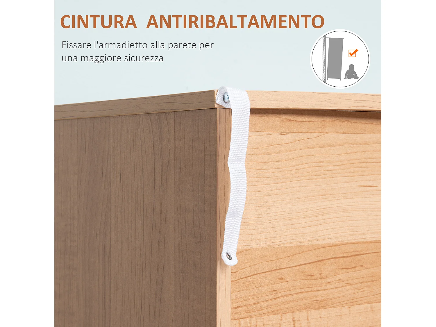 Cassettiera 3 cassetti rialzata in truciolato bianco e color legno