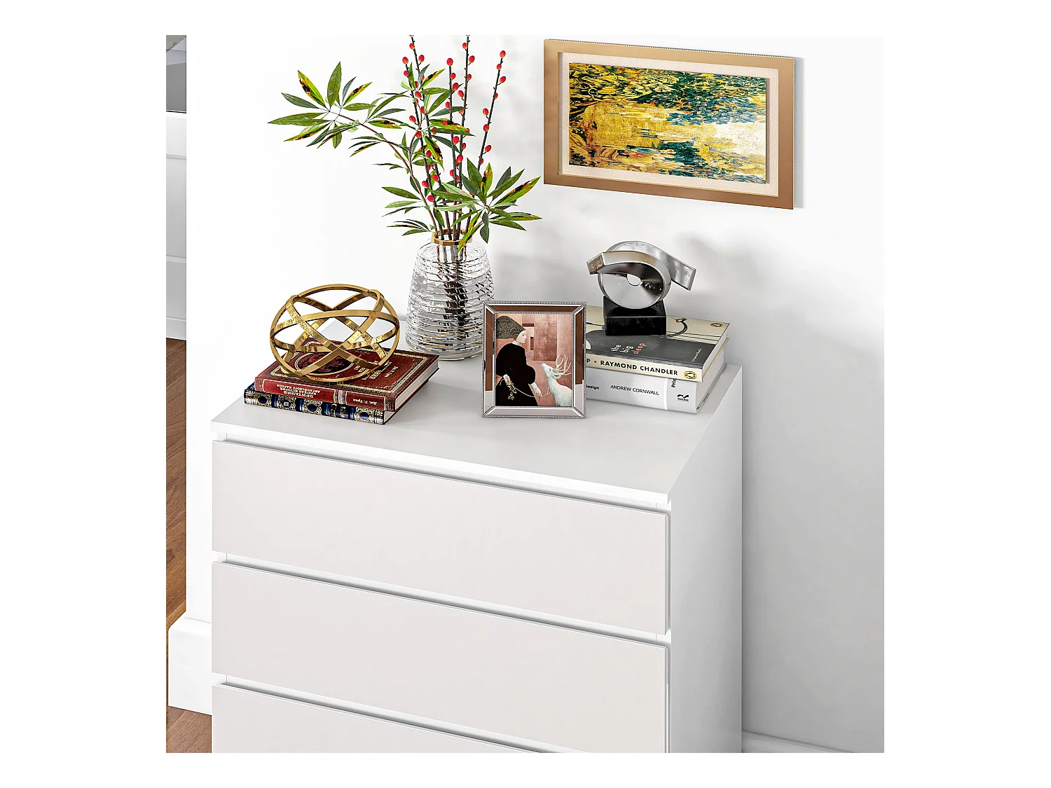 Cassettiera 4 cassetti in truciolato 60x40x80cm bianco