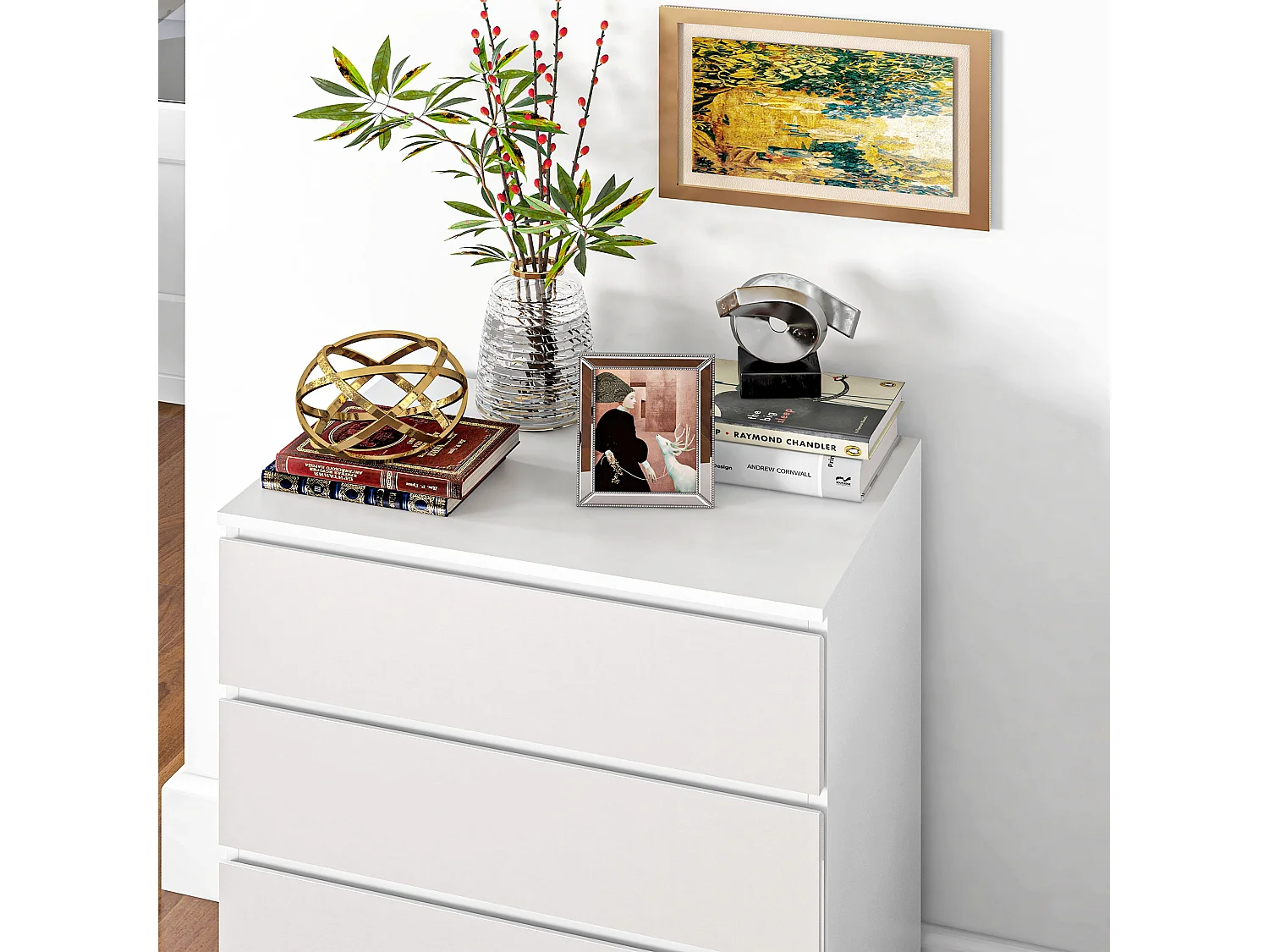 Cassettiera 4 cassetti in truciolato 60x40x80cm bianco