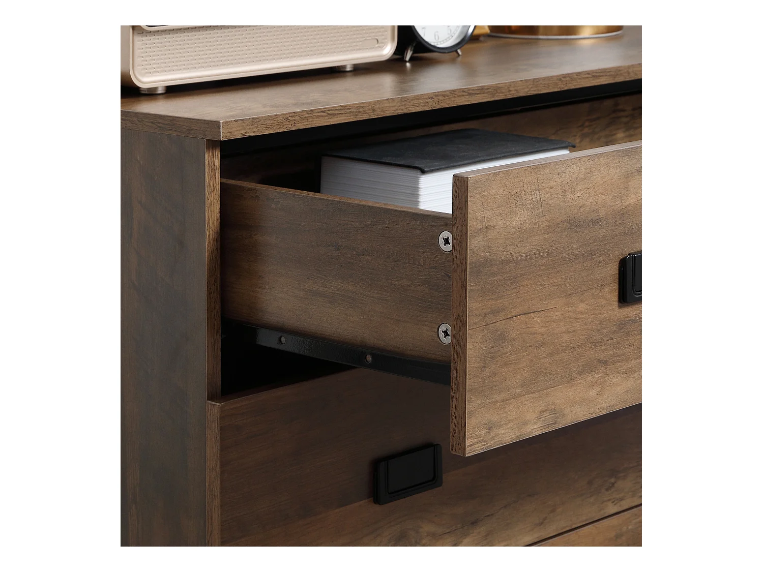 Cassettiera per camera da letto e soggiorno 4 cassetti marrone