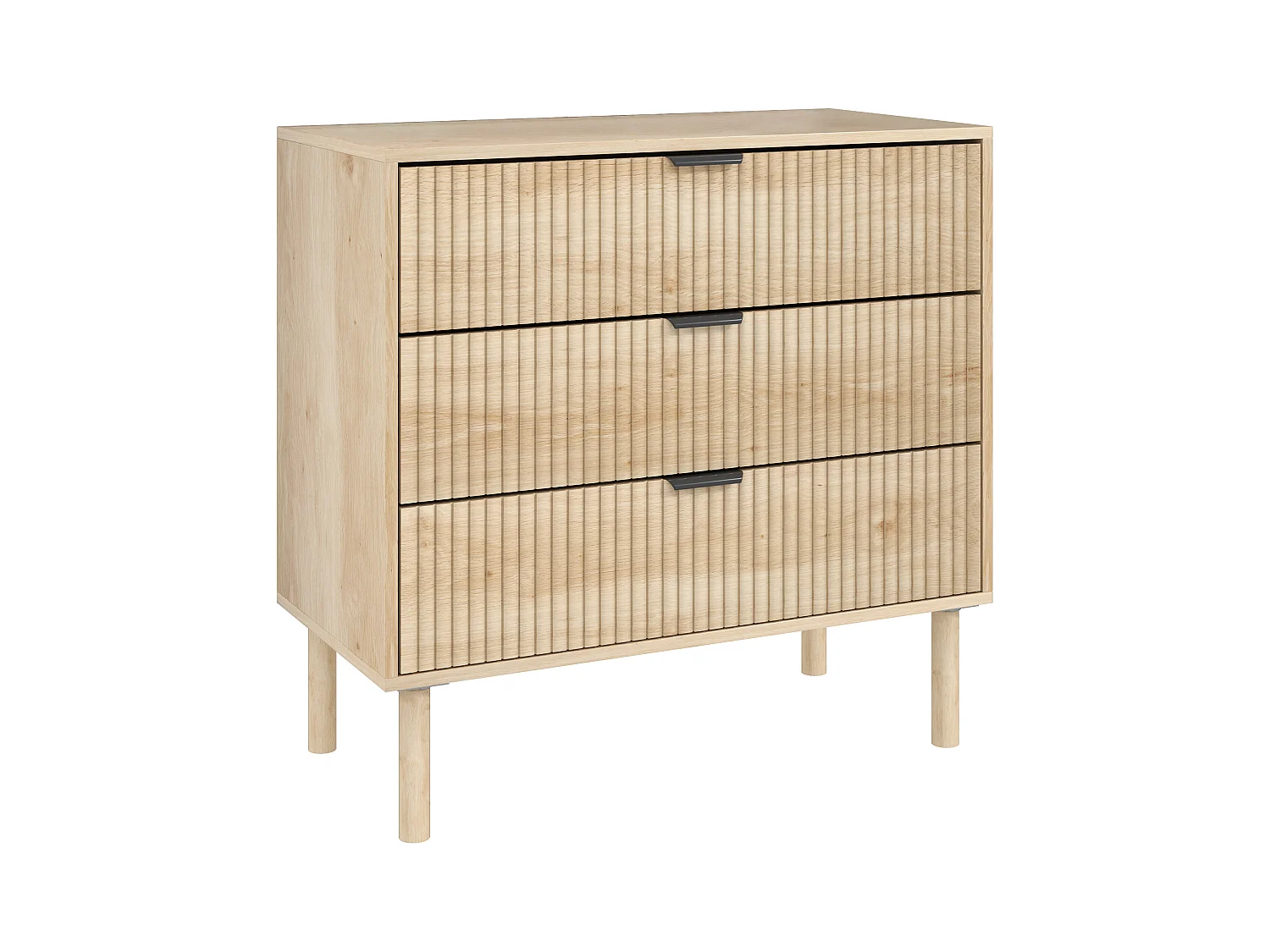 Cassettiera 3 cassetti per camera stile nordico in legno rovere