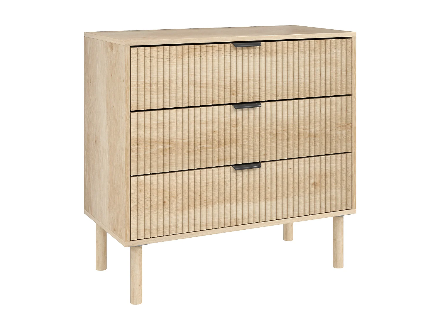 Cassettiera 3 cassetti per camera stile nordico in legno rovere