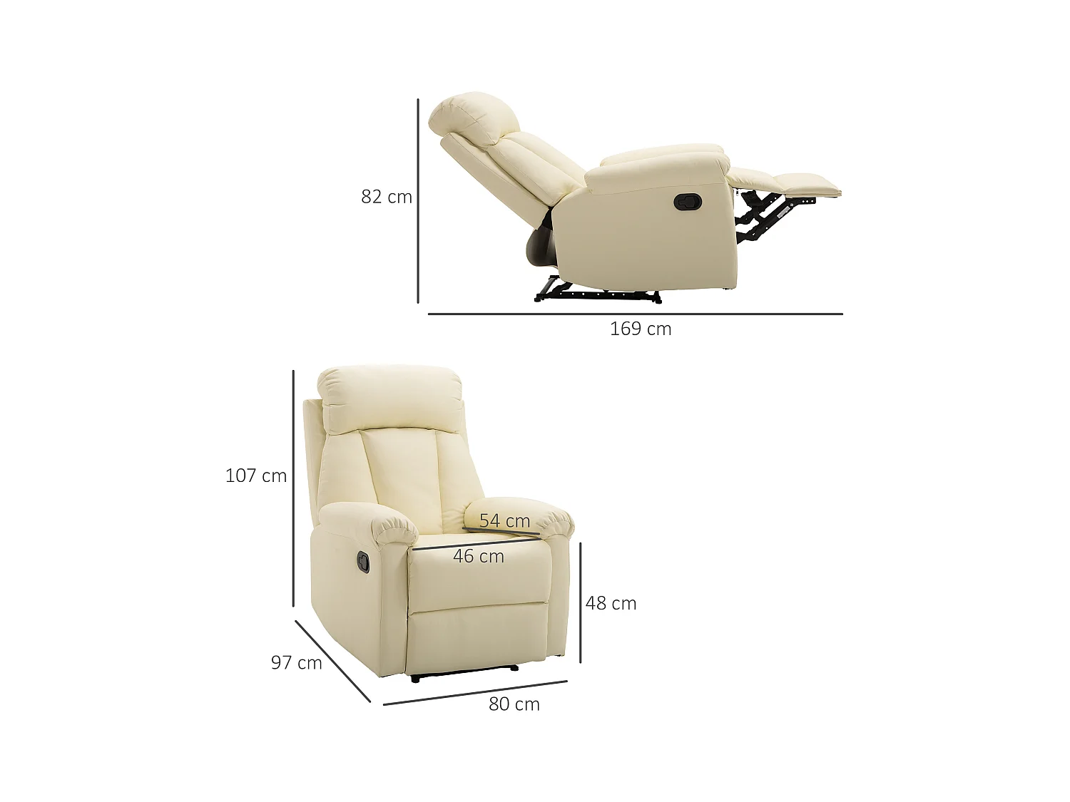 Poltrona relax reclinabile imbottita ergonomica in similpelle