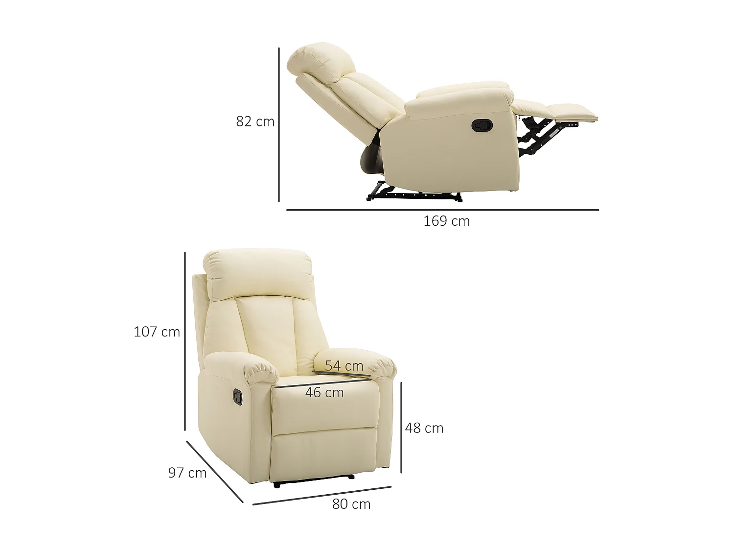 Poltrona relax reclinabile imbottita ergonomica in similpelle