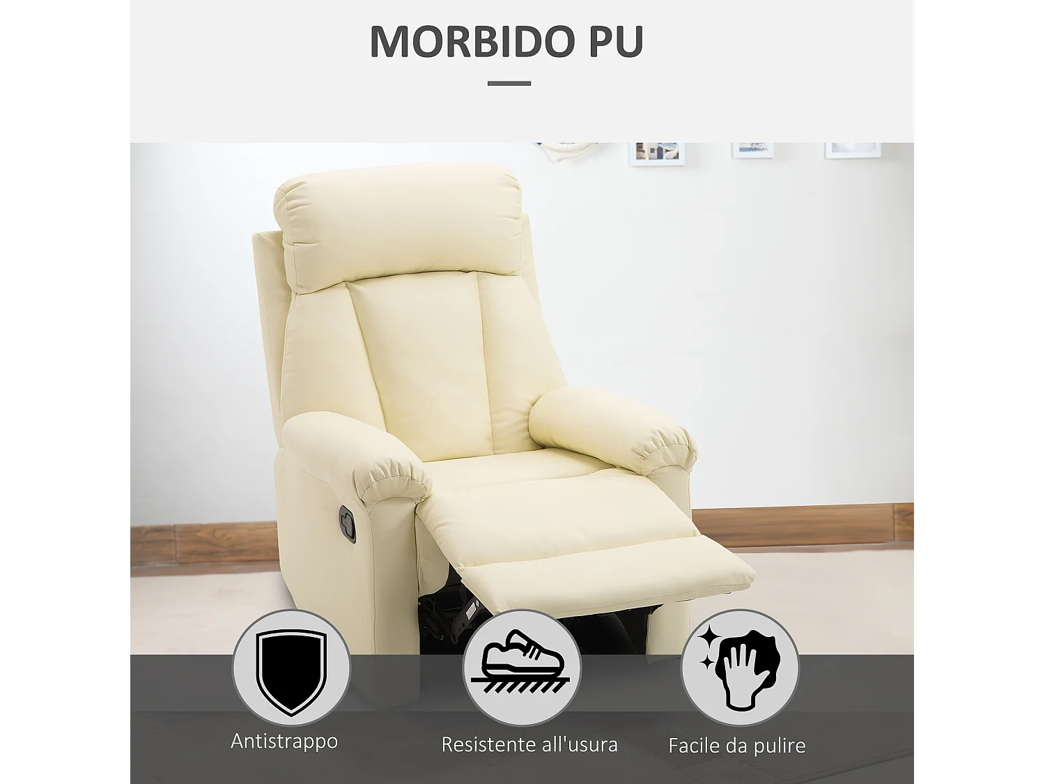 Poltrona relax reclinabile imbottita ergonomica in similpelle