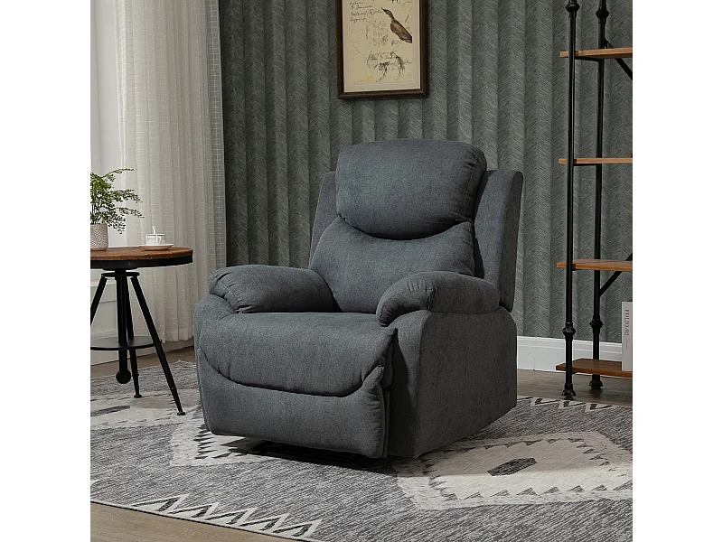 Poltrona relax manuale con schienale reclinabile in lino grigio