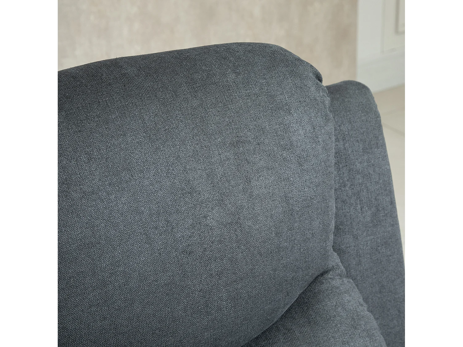 Poltrona relax manuale con schienale reclinabile in lino grigio