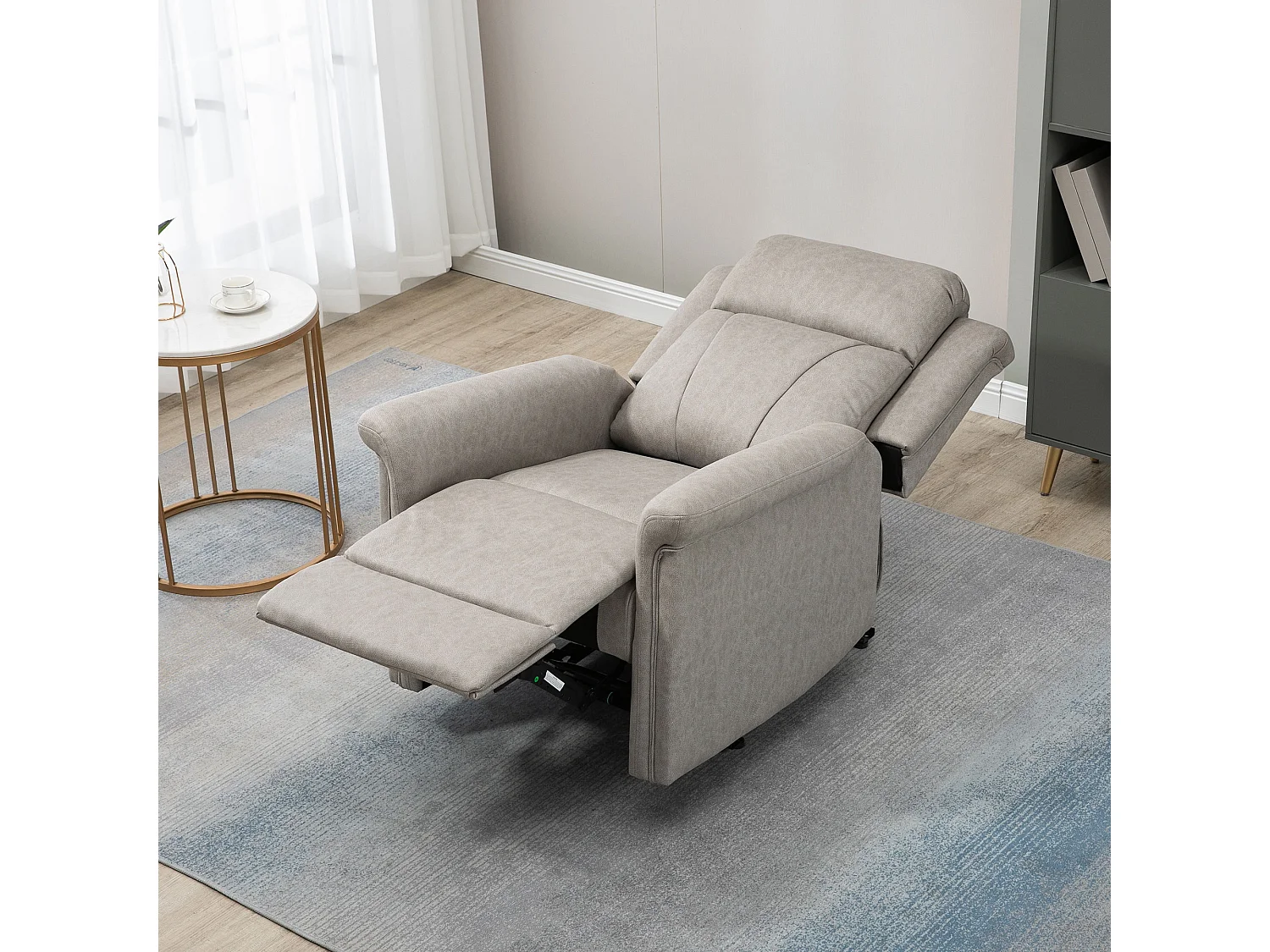 Poltrona reclinabile 135° con poggiapiedi e poggiatesta grigio