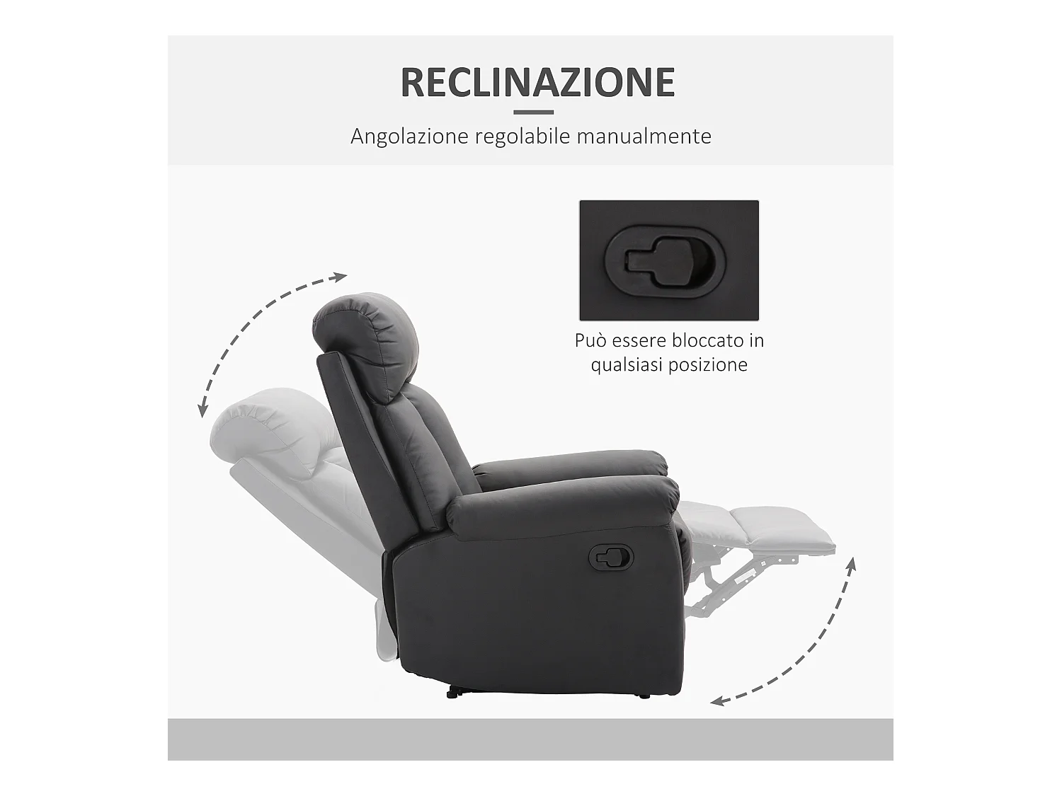 Poltrona relax reclinabile in ecopelle nero