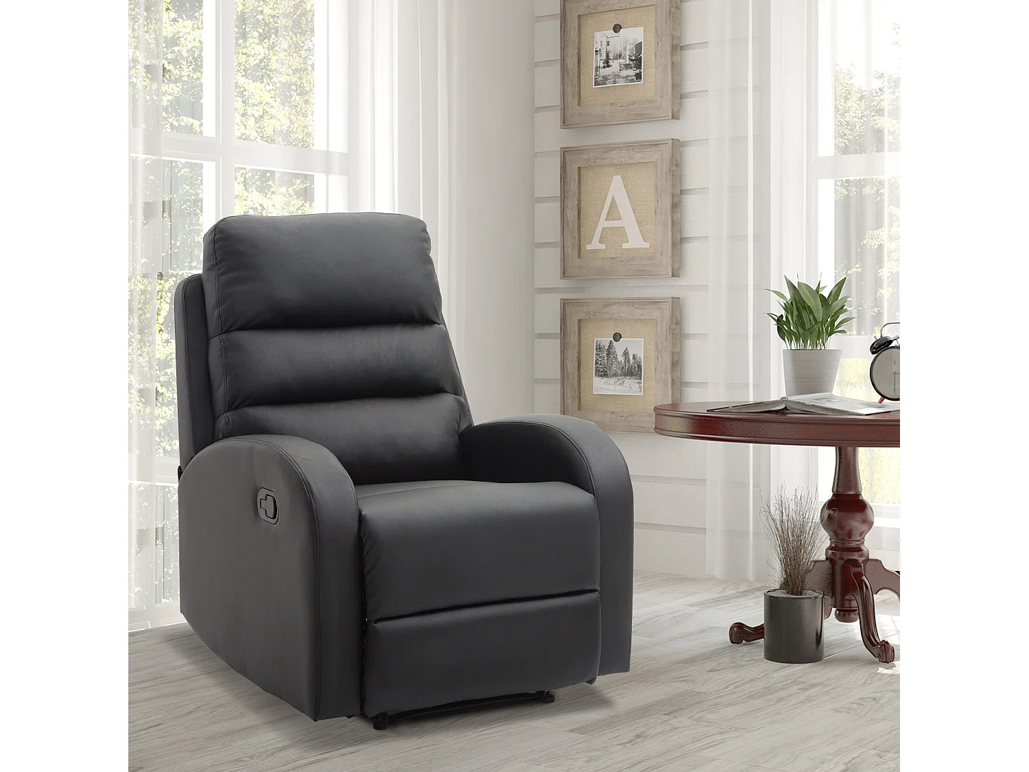 Poltrona relax reclinabile in ecopelle nero