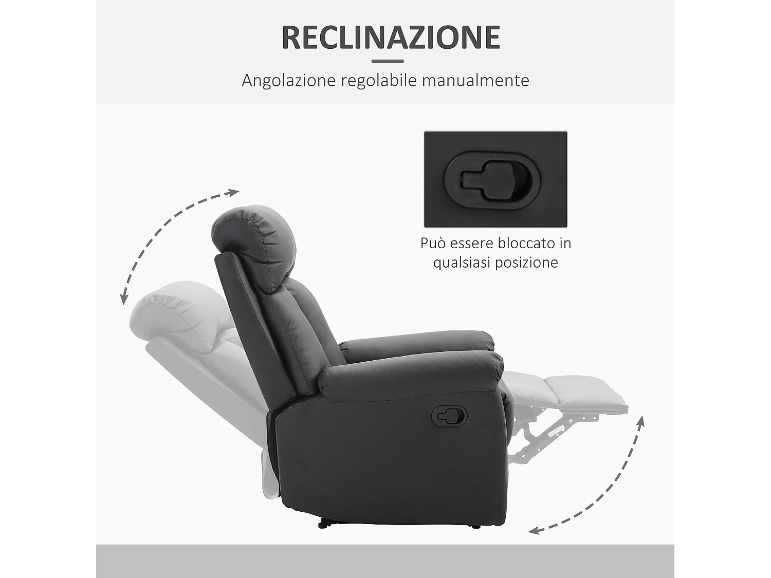 Poltrona relax reclinabile in ecopelle nero
