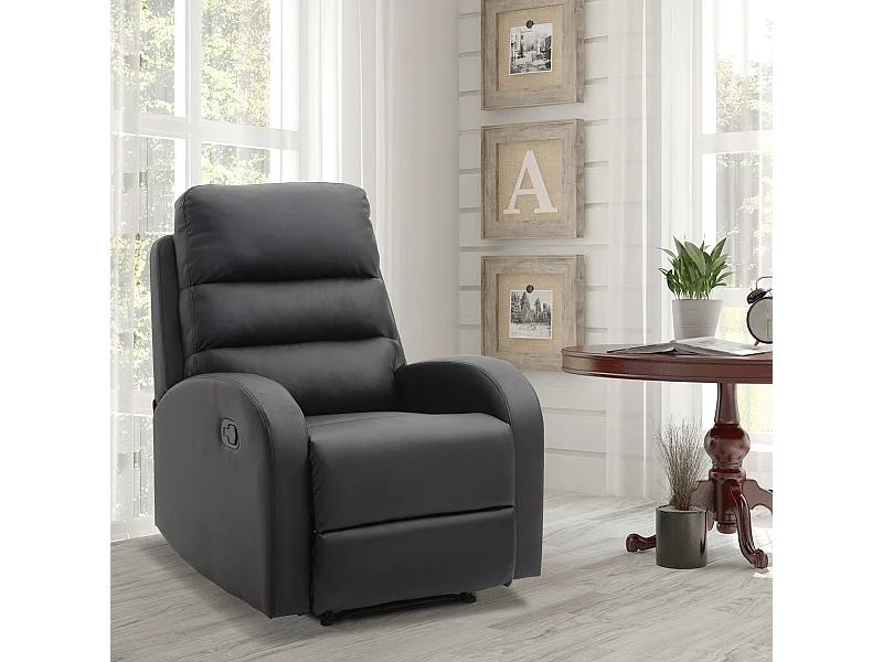 Poltrona relax reclinabile in ecopelle nero