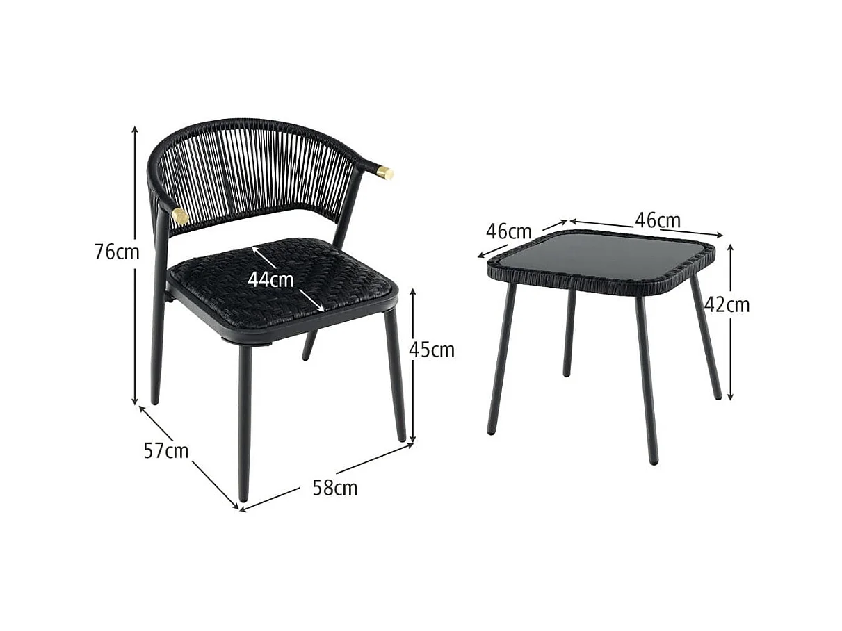 Rattan Gartenmöbel Set Balkonset mit 2 Stühlen und Tisch Balkonmöbel Braun gemischt