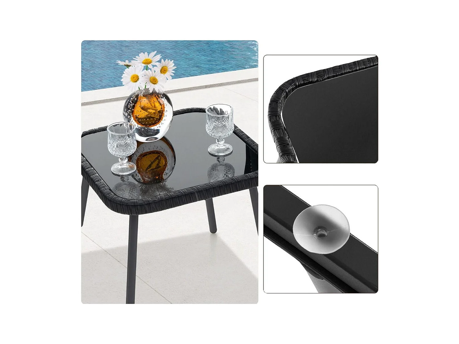 Rattan Gartenmöbel Set Balkonset mit 2 Stühlen und Tisch Balkonmöbel Braun gemischt