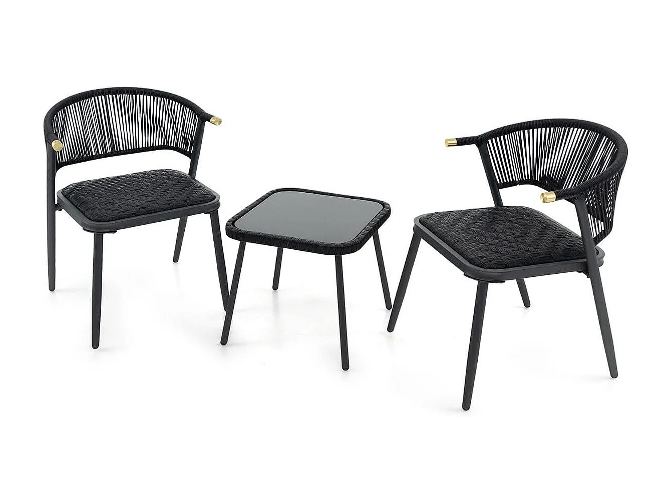 Rattan Gartenmöbel Set Balkonset mit 2 Stühlen und Tisch Balkonmöbel Braun gemischt