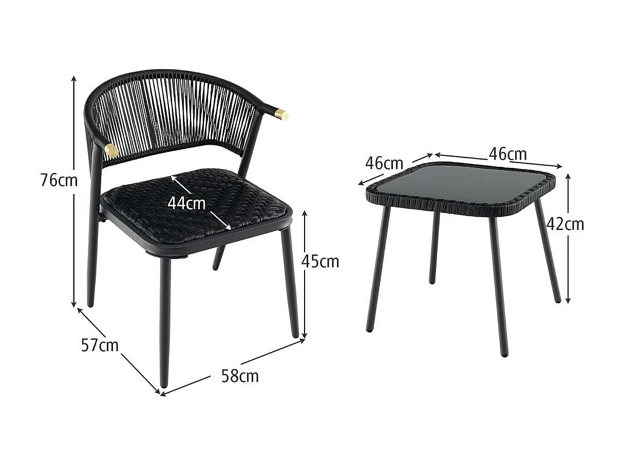 Rattan Gartenmöbel Set Balkonset mit 2 Stühlen und Tisch Balkonmöbel Braun gemischt