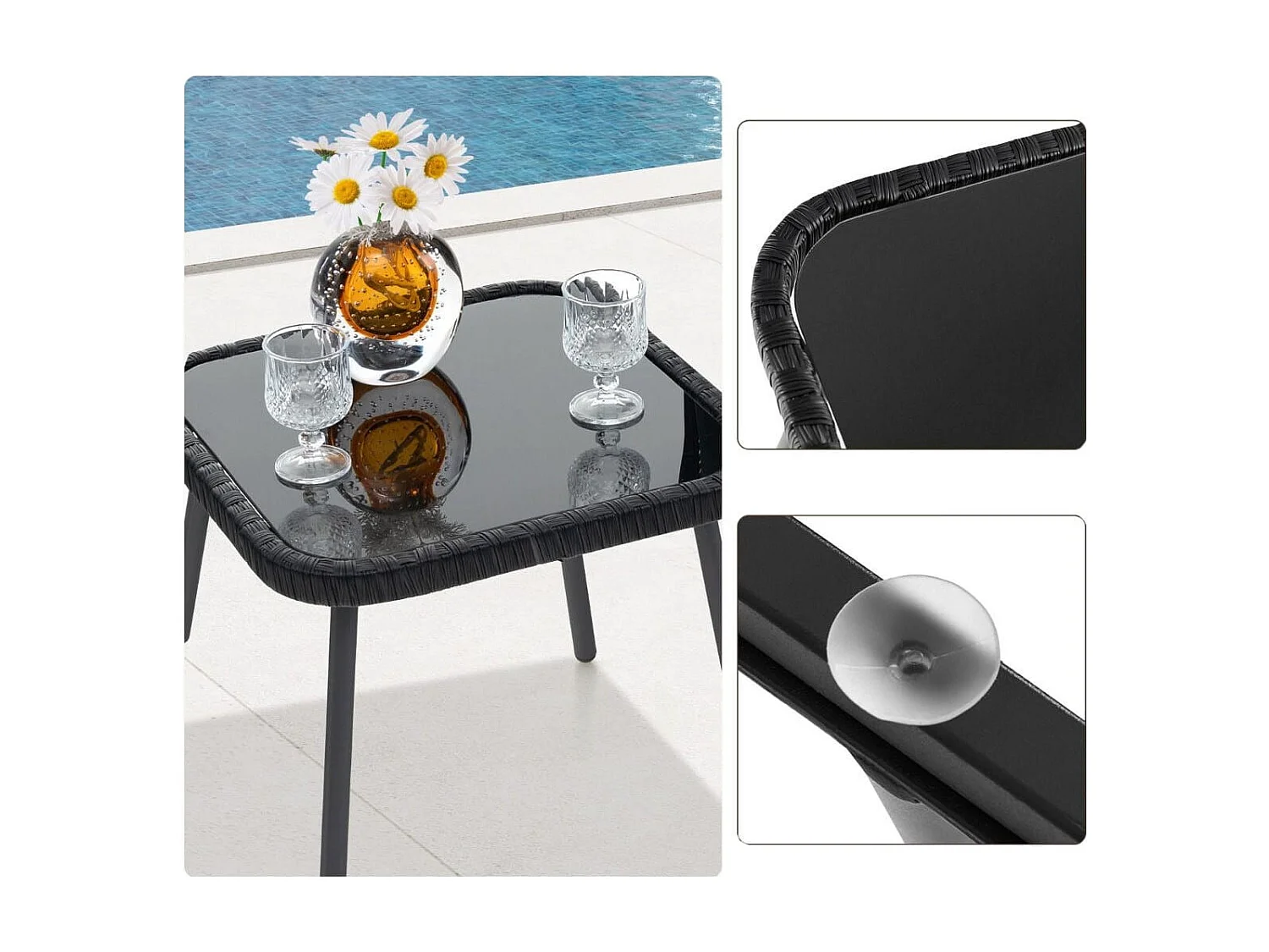 Rattan Gartenmöbel Set Balkonset mit 2 Stühlen und Tisch Balkonmöbel Braun gemischt