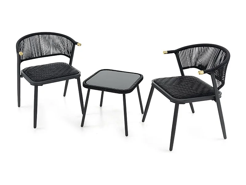 Rattan Gartenmöbel Set Balkonset mit 2 Stühlen und Tisch Balkonmöbel Braun gemischt