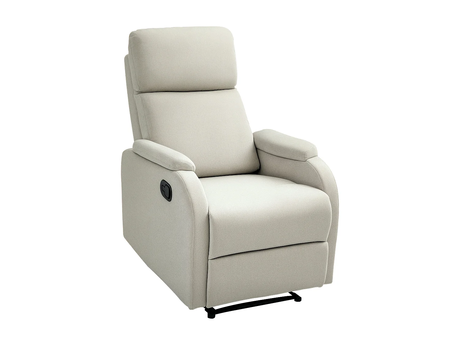 Poltrona reclinabile manualmente con poggiapiedi in tessuto beige