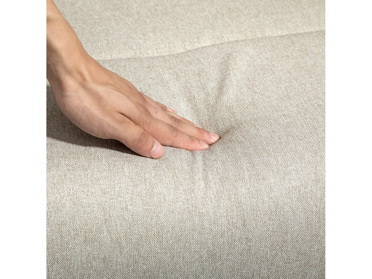 Poltrona reclinabile manualmente con poggiapiedi in tessuto beige