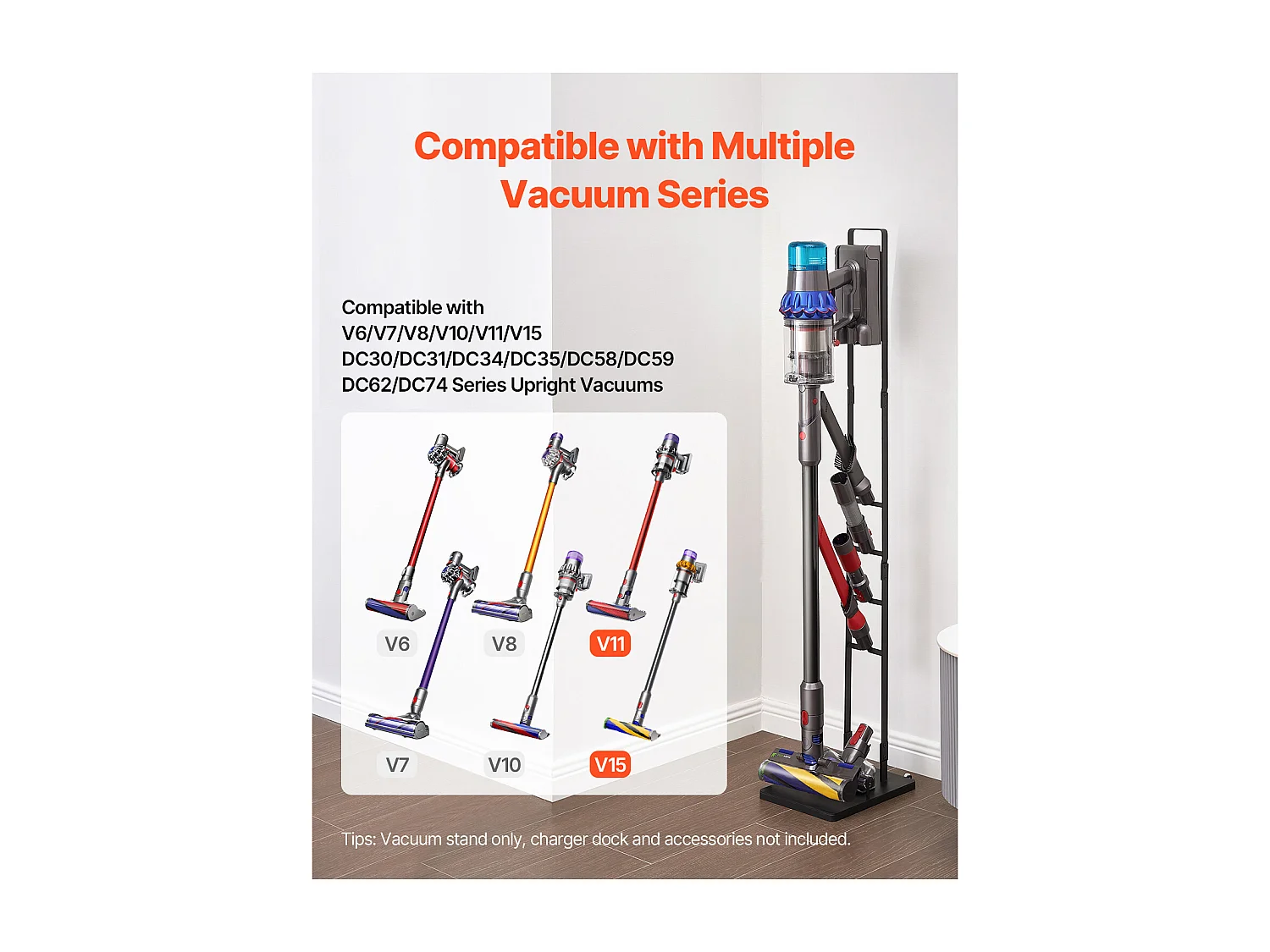 Support d'Aspirateur SucceBuy, Support de Rangement Stable pour Dyson avec Roulettes, Compatible Multi-Modèles