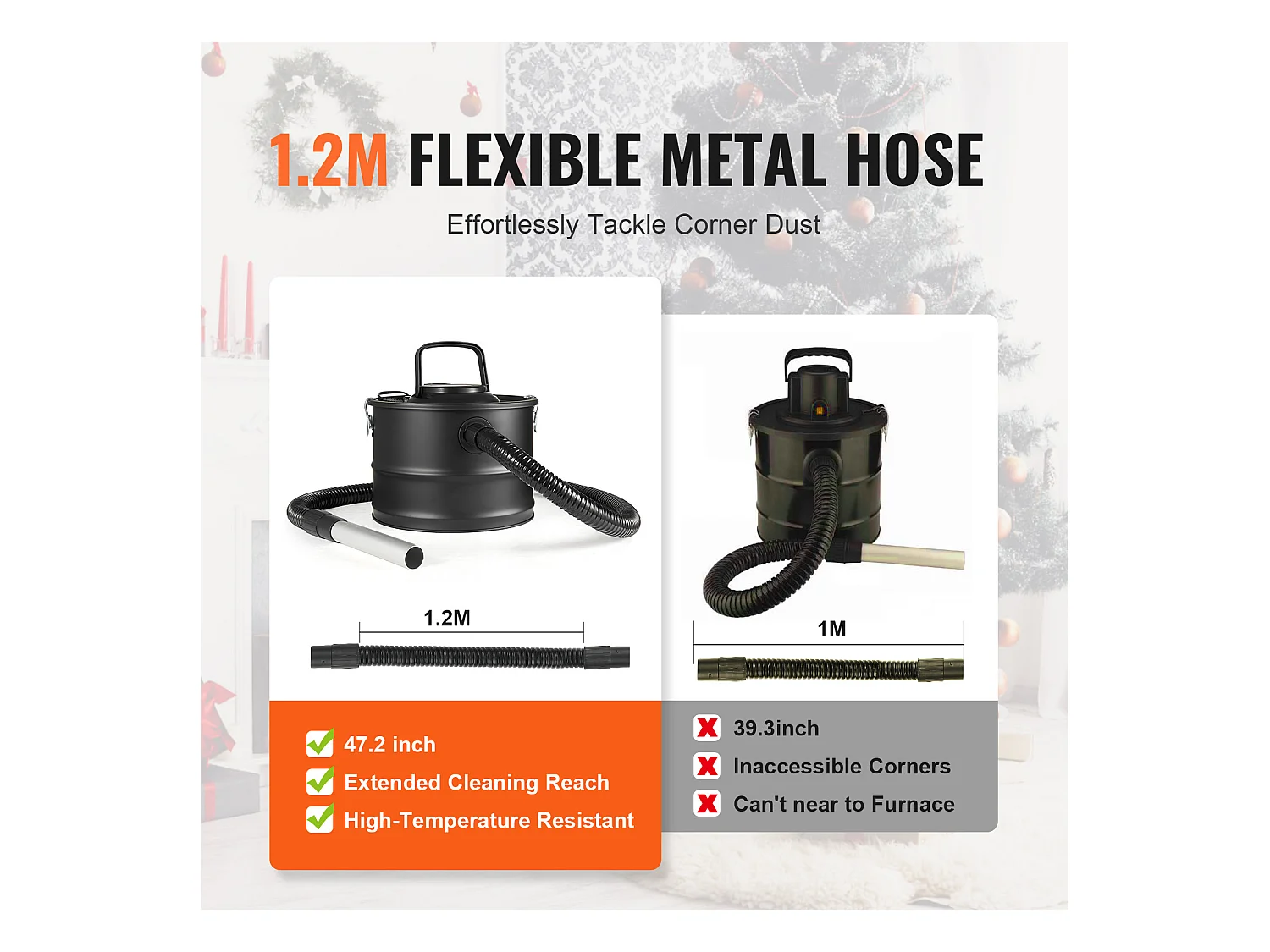 Aspirateur SucceBuy Aspirateur à Cendres 15L, 1200W pour Cheminées et Poêles à Granulés