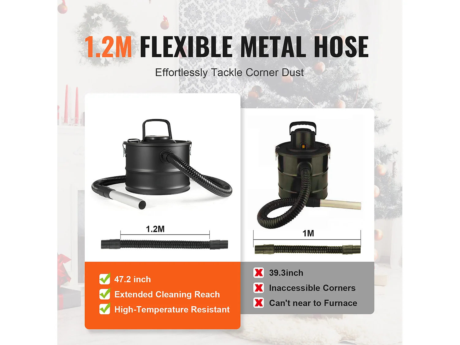 Aspirateur SucceBuy Aspirateur à Cendres 15L, 1200W pour Cheminées et Poêles à Granulés