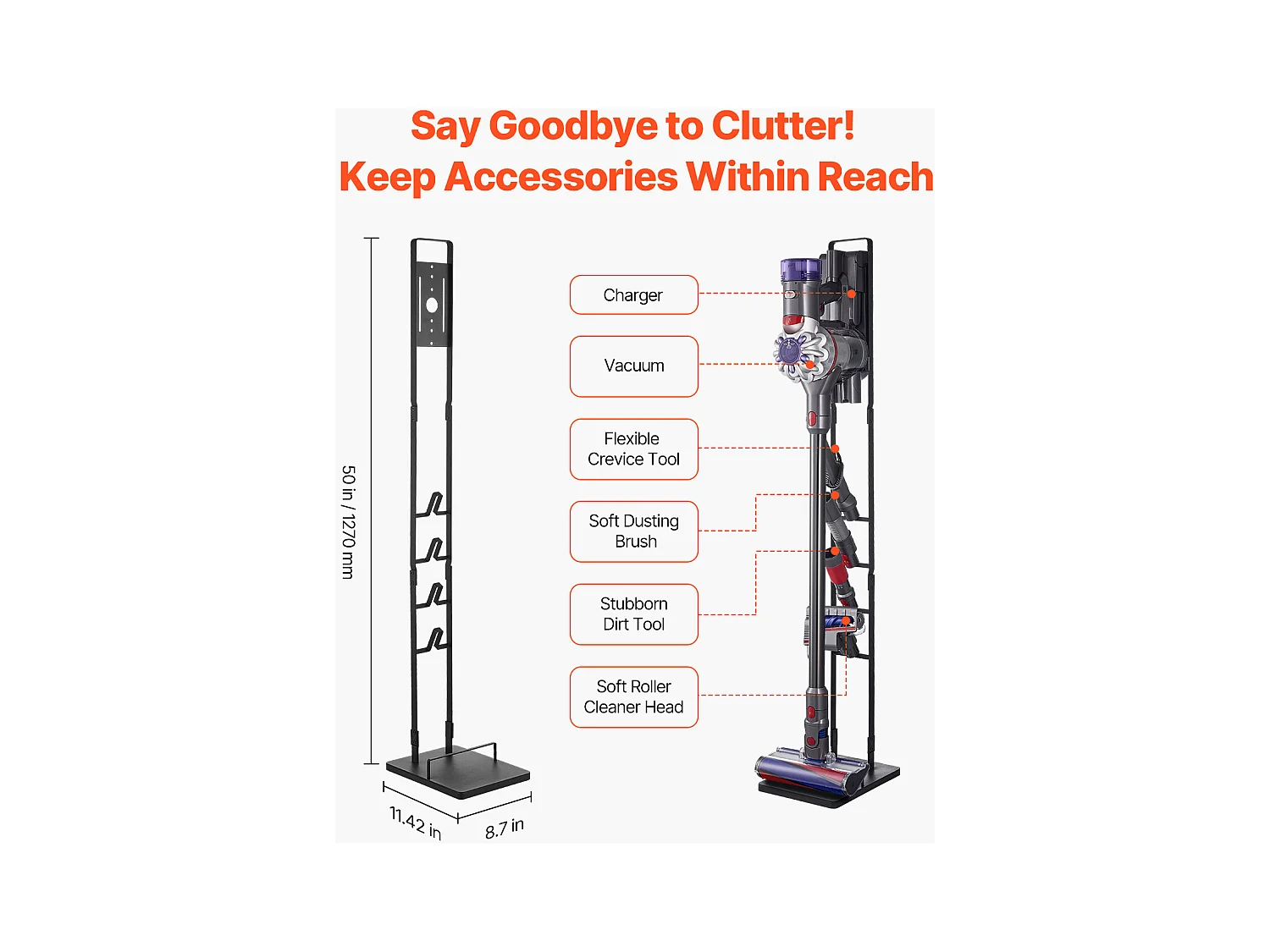 Support d'Aspirateur SucceBuy, Support de Rangement Stable pour Dyson, Compatible Multi-Modèles avec 4 Crochets