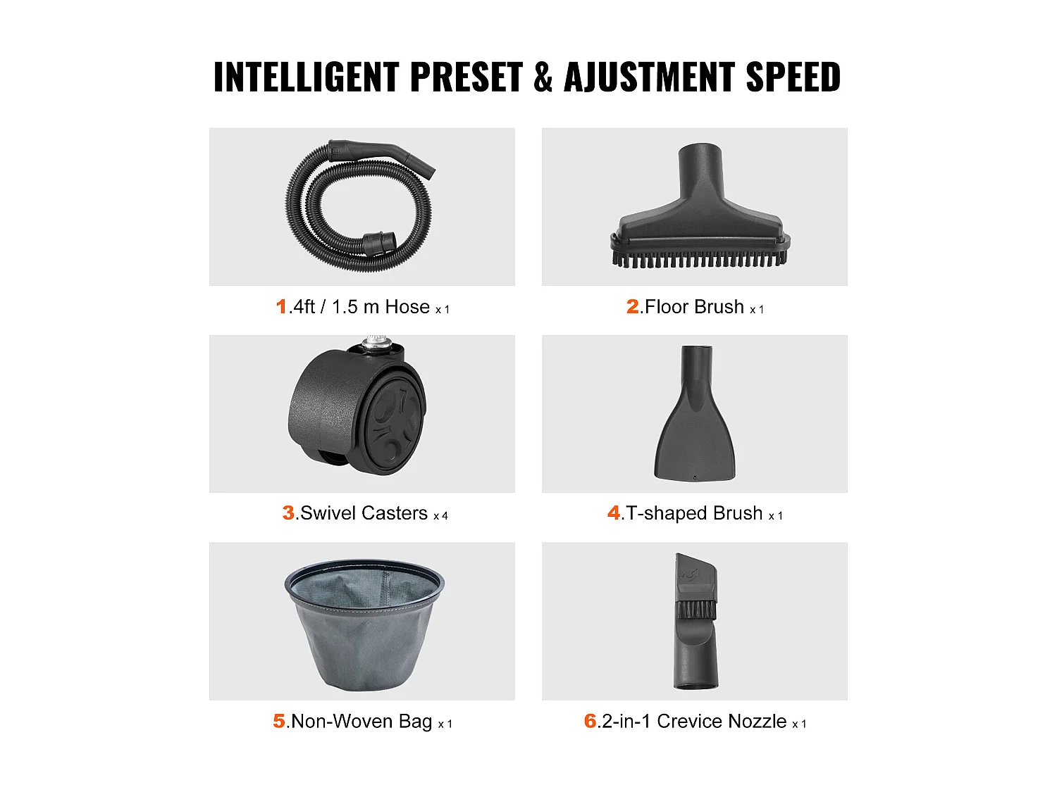 Aspirateur Eau et Poussiere  Sec/Humide SucceBuy, 1,49kW 10 L de Pointe avec Accessoires de Buse Jaune