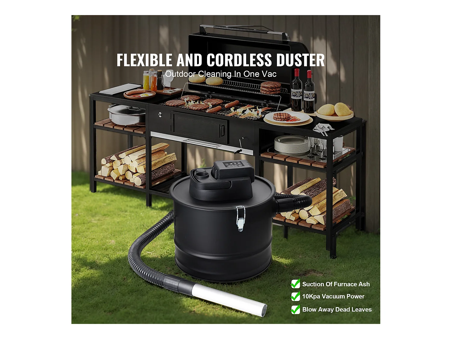 Aspirateur à Cendres 15L SucceBuy , 10KPa pour Cheminées et Poêles à Granulés