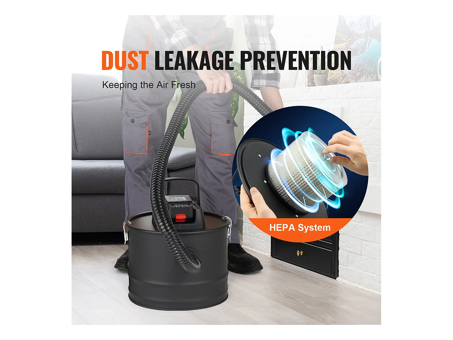 Aspirateur à Cendres 15L SucceBuy , 10KPa pour Cheminées et Poêles à Granulés