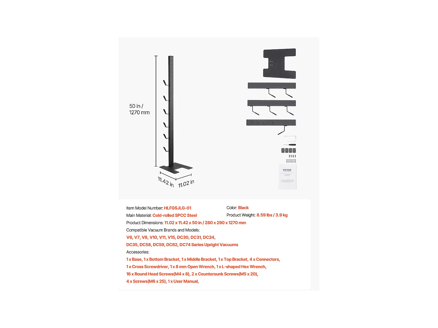 Staubsaugersupport SucceBuy, Stabiler Lagerungshalter für Dyson, Kompatibel mit Mehreren Modellen mit 6 Haken