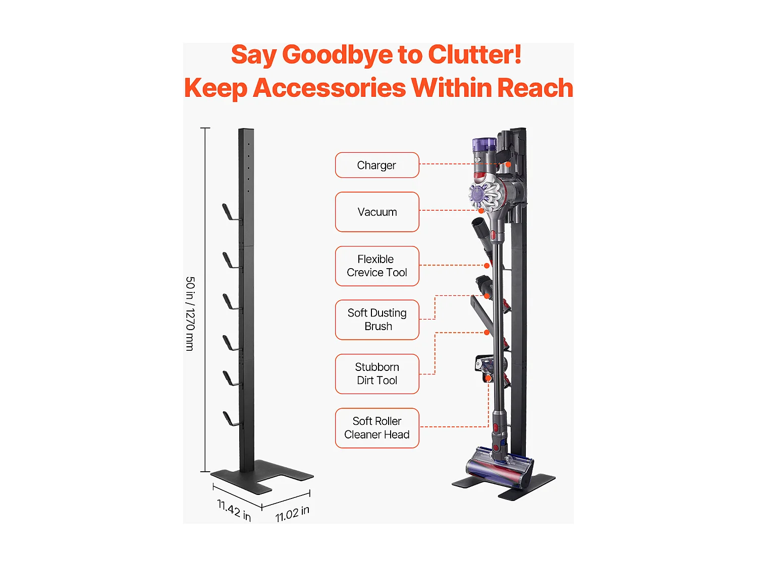 Support d'Aspirateur SucceBuy, Support de Rangement Stable pour Dyson, Compatible Multi-Modèles avec 6 Crochets