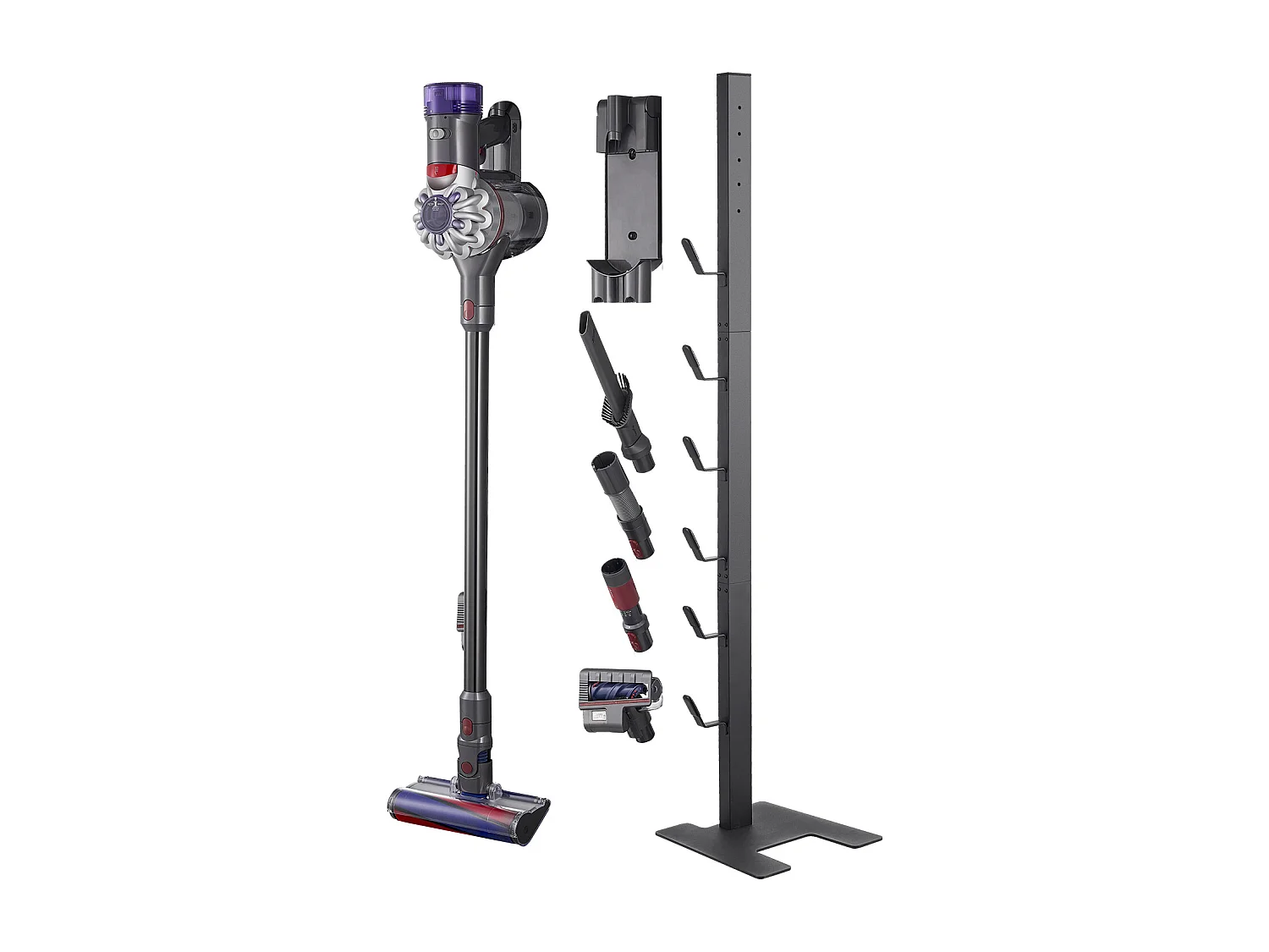 Support d'Aspirateur SucceBuy, Support de Rangement Stable pour Dyson, Compatible Multi-Modèles avec 6 Crochets