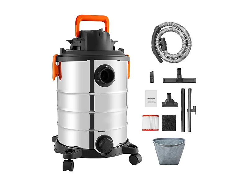 Aspirateur Eau et Poussiere Sec/Humide SucceBuy,4,47kW 30 L Buse Acier Inoxydable Argent