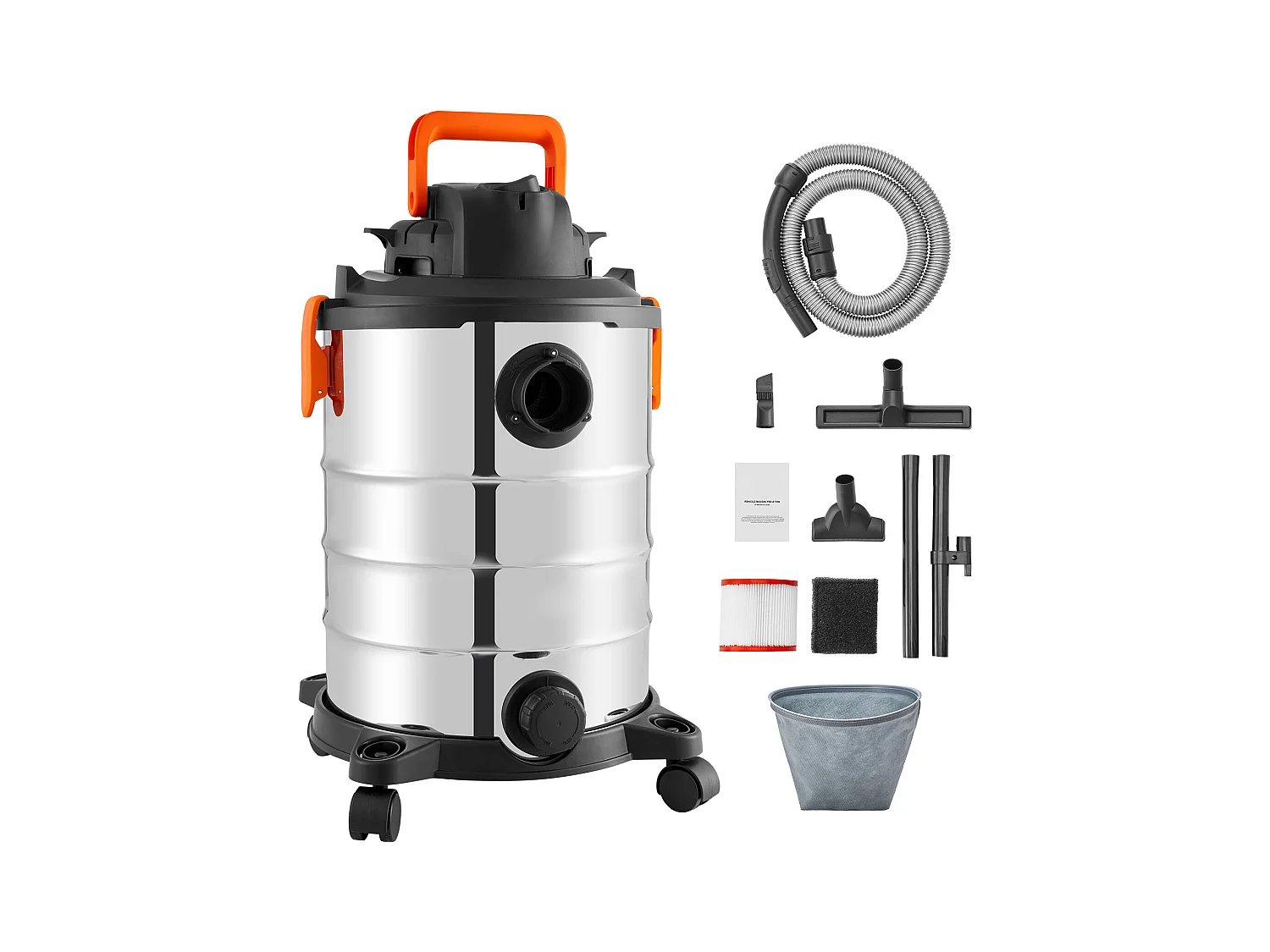 Aspirateur Eau et Poussiere Sec/Humide SucceBuy,4,47kW 30 L Buse Acier Inoxydable Argent