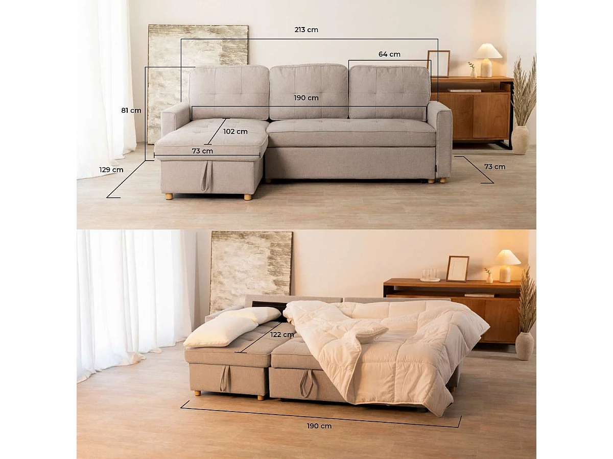 Sofá Cama  Haven Gris - Nalui