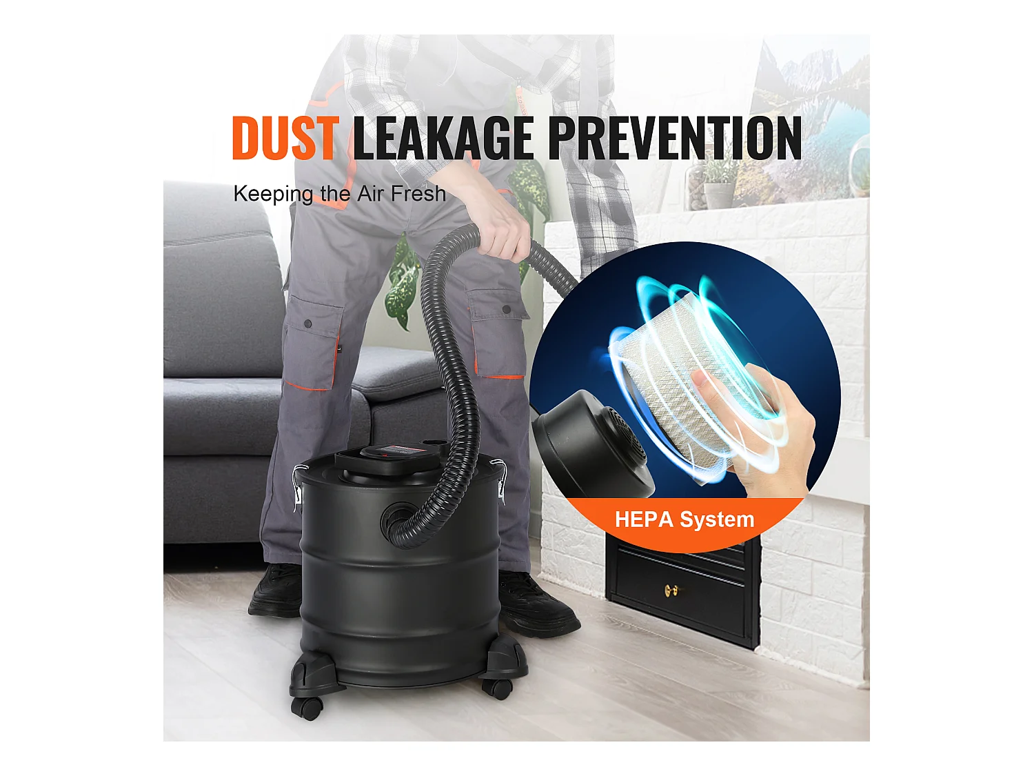 Aspirateur à cendres électrique 20L 1200W SucceBuy, Aspirateur Ash Vac, Cheminées, Poêles à Granulés, Grills, BBQ