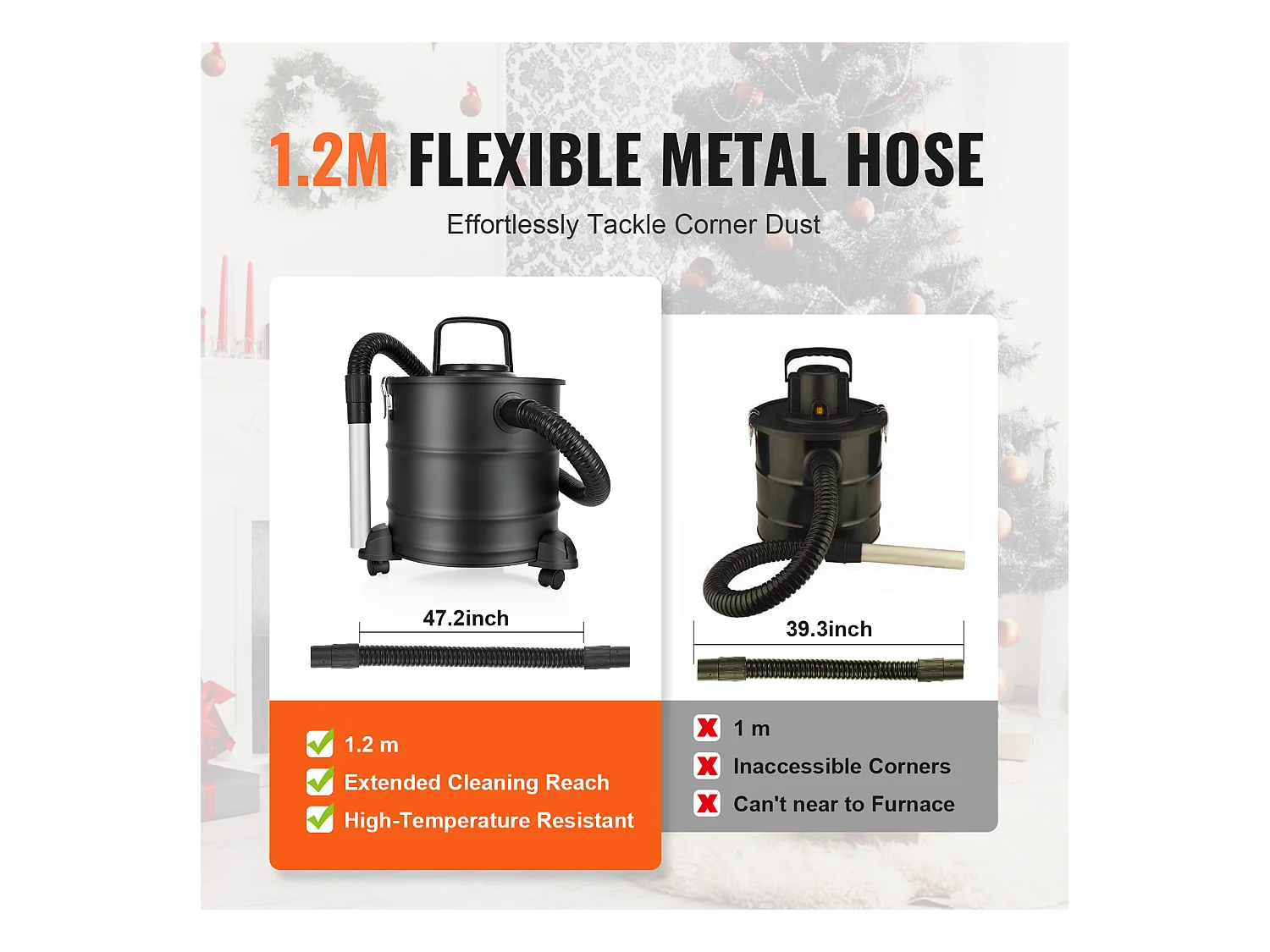 Aspirateur à cendres électrique 20L 1200W SucceBuy, Aspirateur Ash Vac, Cheminées, Poêles à Granulés, Grills, BBQ