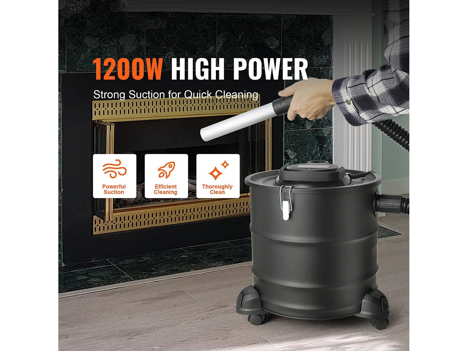 Aspirateur à cendres électrique 20L 1200W SucceBuy, Aspirateur Ash Vac, Cheminées, Poêles à Granulés, Grills, BBQ