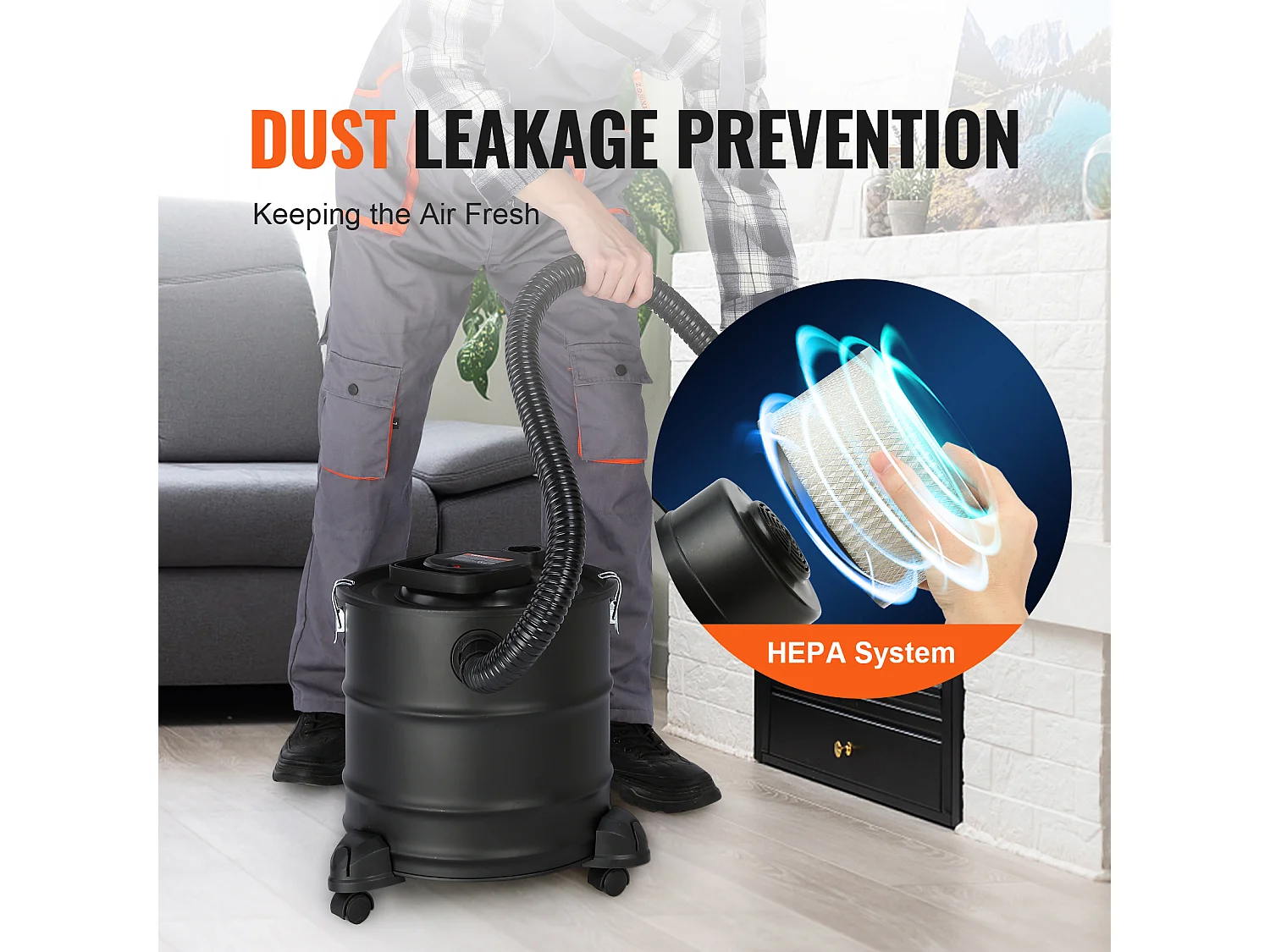 Aspirateur à cendres électrique 20L 1200W SucceBuy, Aspirateur Ash Vac, Cheminées, Poêles à Granulés, Grills, BBQ