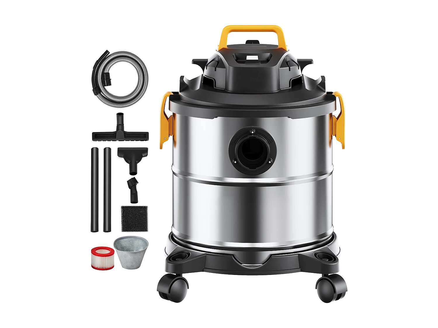 Droog/Wet Water- en Stofzuiger SucceBuy, 4.47kW 20 L Bus Roestvrij Staal Zilver + Zwart