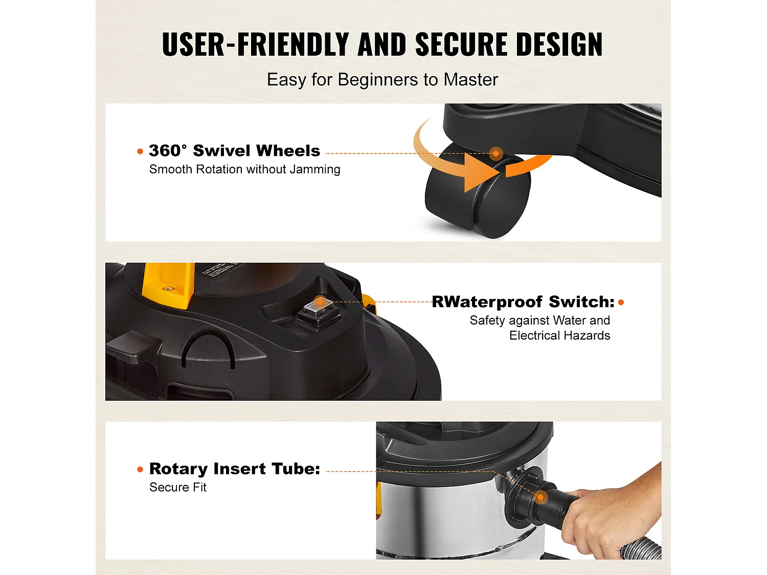 Droog/Wet Water- en Stofzuiger SucceBuy, 4.47kW 20 L Bus Roestvrij Staal Zilver + Zwart