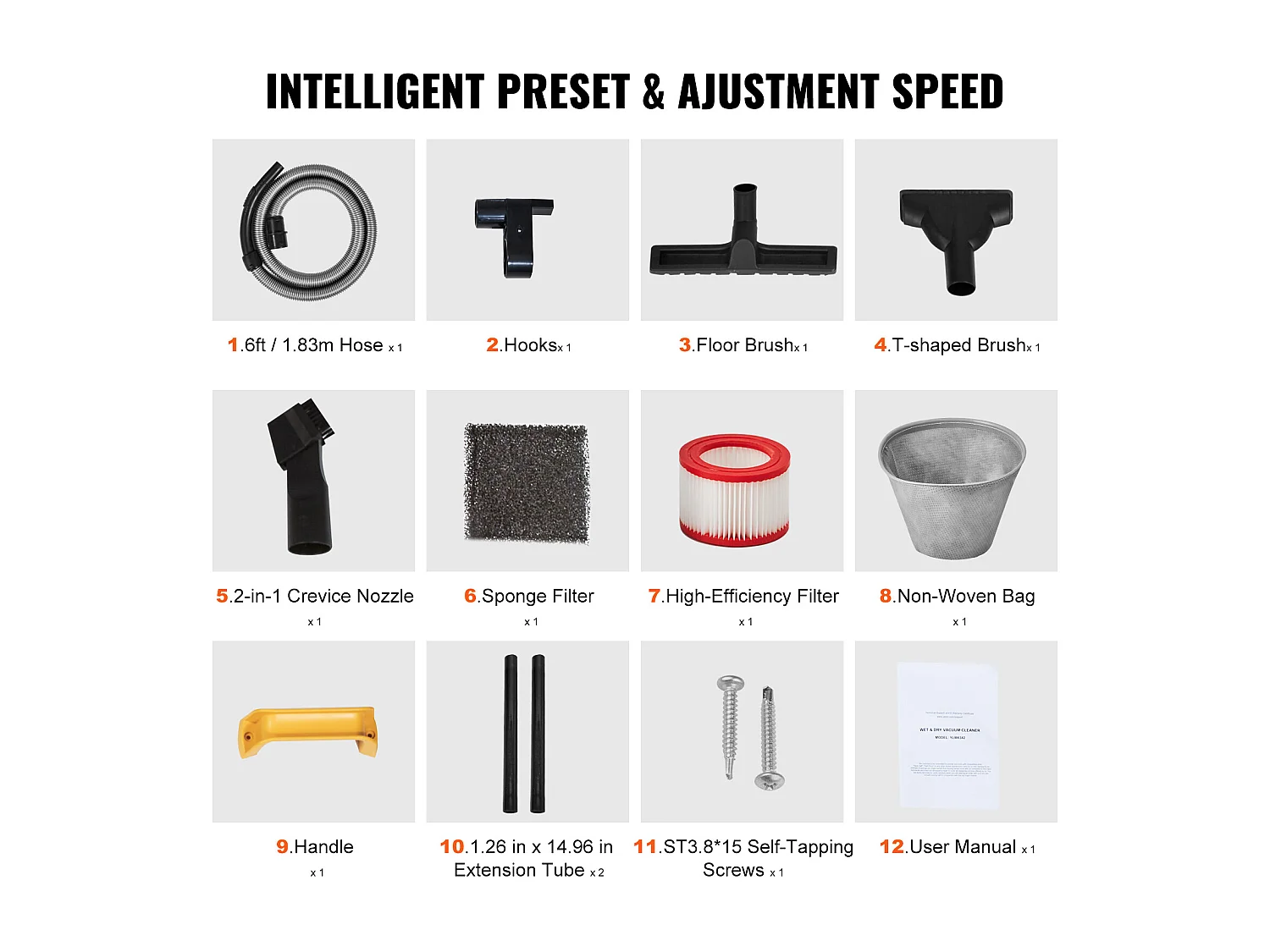 Droog/Wet Water- en Stofzuiger SucceBuy, 4.47kW 20 L Bus Roestvrij Staal Zilver + Zwart