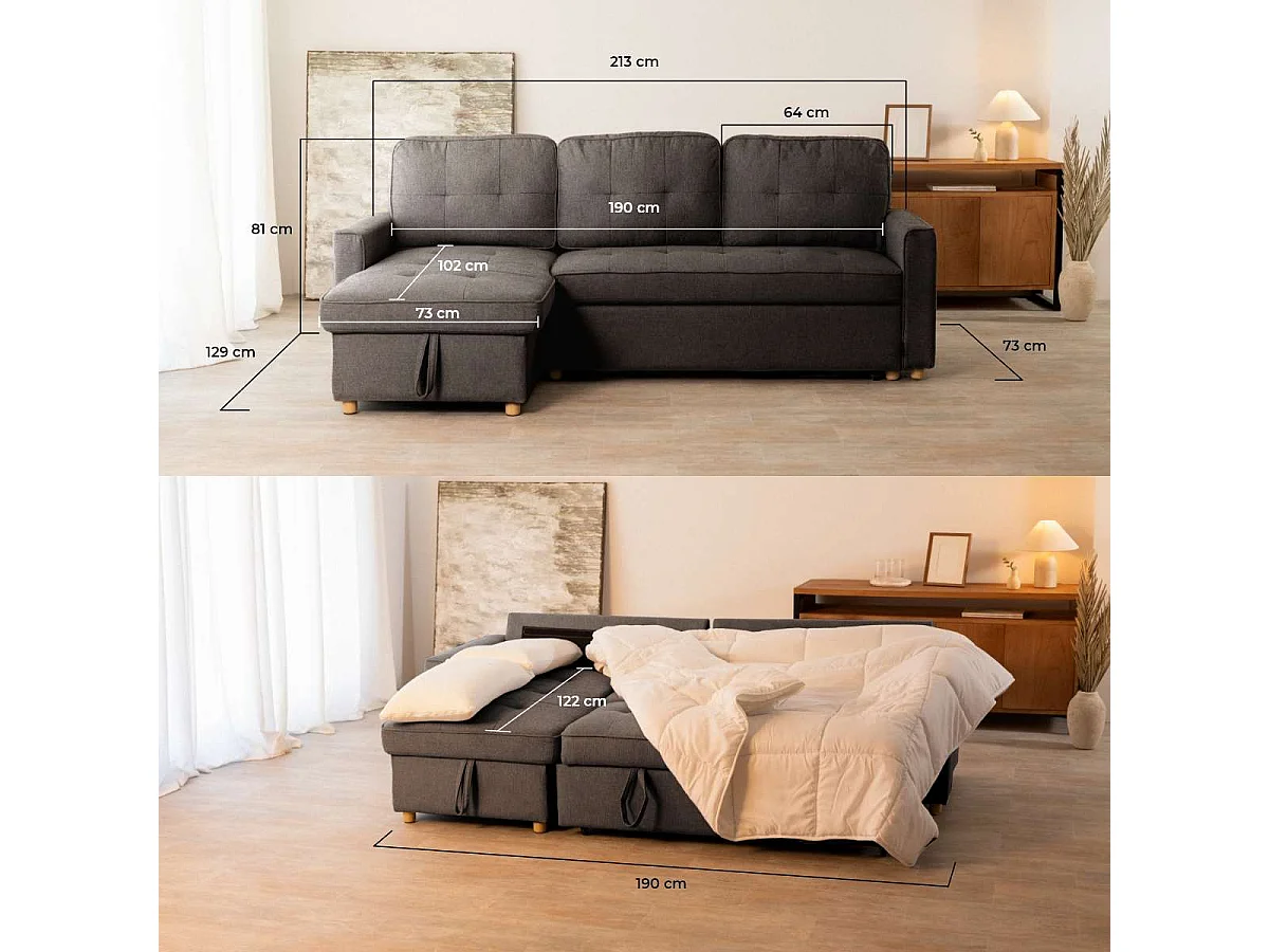 Sofá Cama  Haven Gris Antracita - Nalui