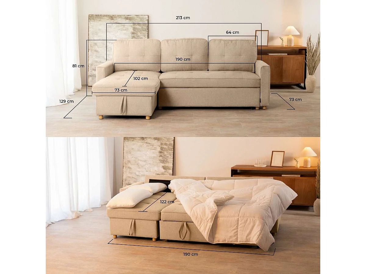 Sofá Cama  Haven Beige - Nalui